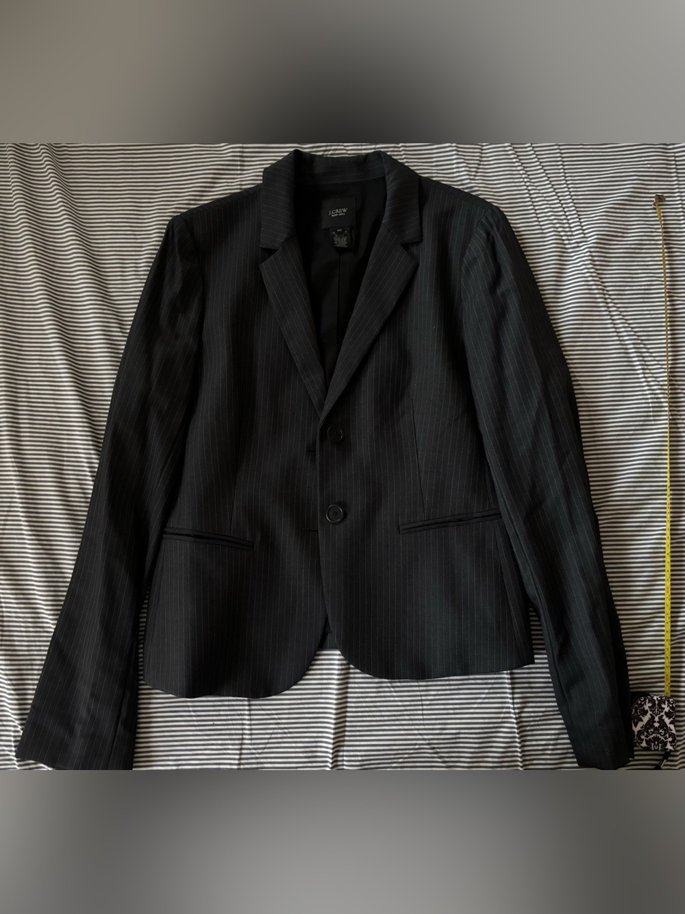 Women's J. Crew Charcoal Gray Pinstripe Super 100s Blazer